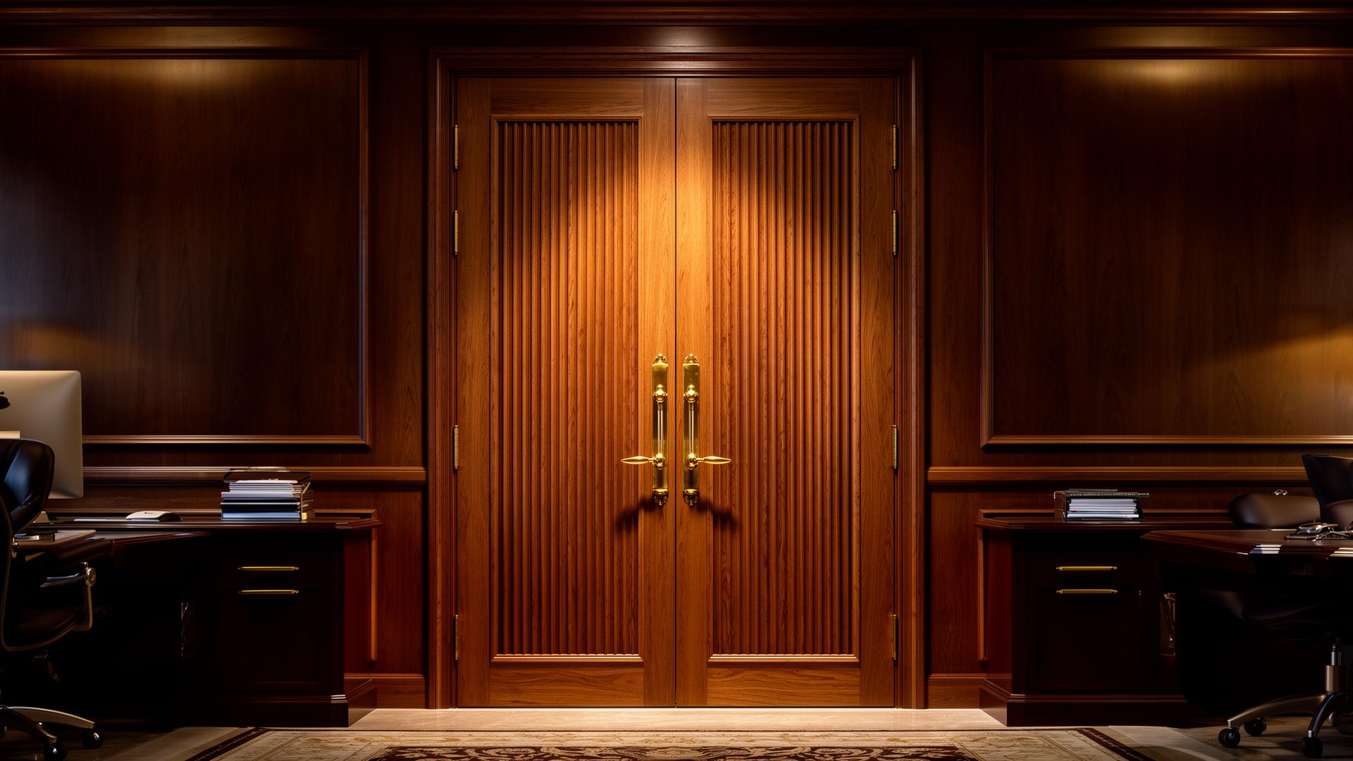 Painel Canelado — Painel integrado parede-a-parede.